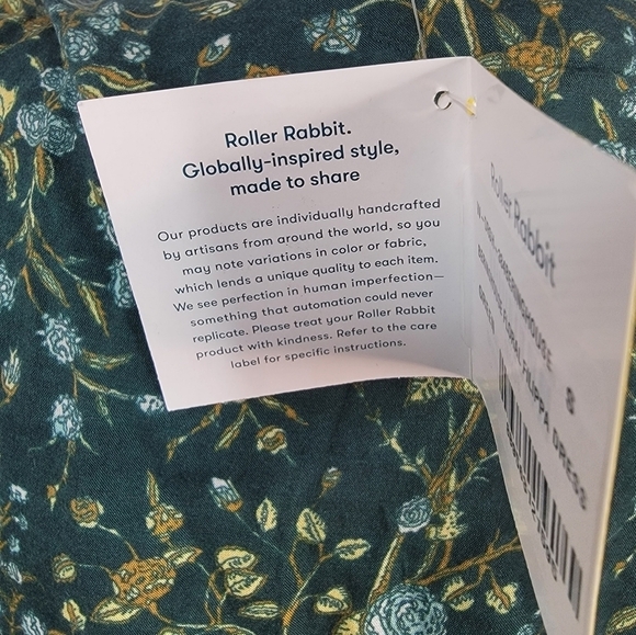 Roller Rabbit Filippa Wrap Dress S Tiered Beringhouse Green Floral Cottagecore - Picture 8 of 12